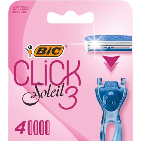 BIC Click 3 Soleil - cartouches de rasoir, 4 pièces - rasage sans irritation
