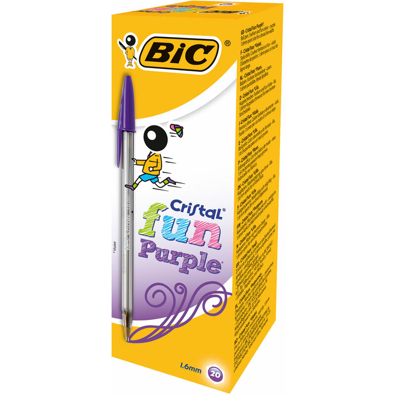 Cristal Fun Ball Pen Purple Box of 20 - BIC