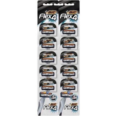 BIC Flex4 - 10 maquinillas de afeitar, afeitado suave
