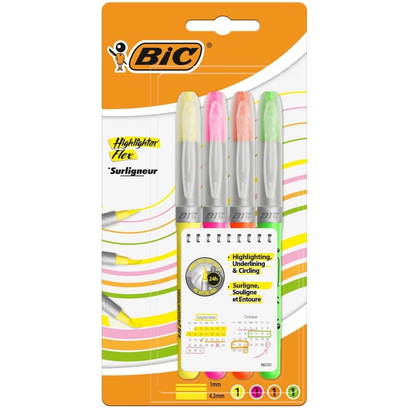 VOW - Bic Highlighter Flex Asst 942041 P4 - BC44892