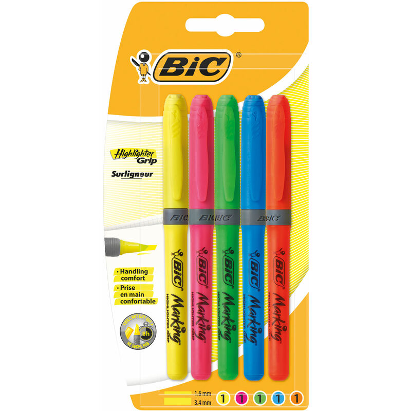 Brite Liner Fluorescent Highlighters Pack of 5 - BIC
