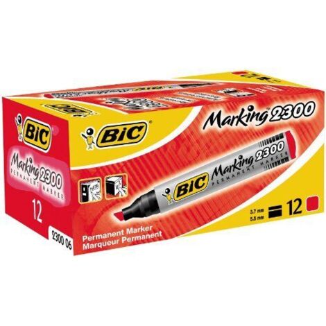 BIC Marking 2300 marcatore permanente Punta smussata Rosso 12 pz