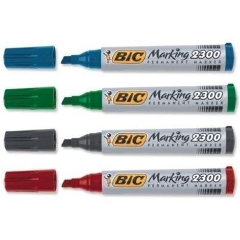 BIC Marking 2300 marqueur indélébile Pointe biseautée Noir, Bleu, Vert, Rouge 4 pièce(s)