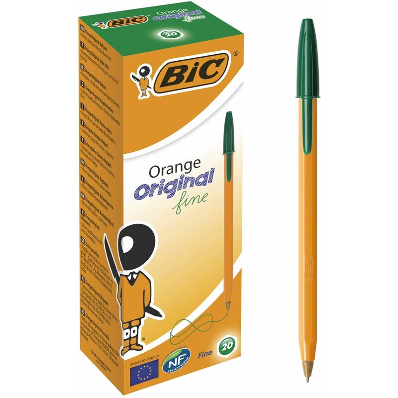 Bic Orange Fine Ballpoint Pen Green Pk20 - BC10113