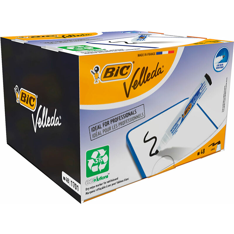 Velleda 1701 Whiteboard Markers Black Pack of 48 - BIC