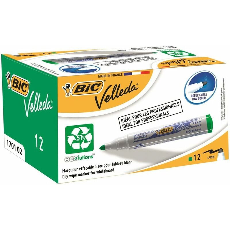 Velleda 1701 Whiteboard Marker Bullet Tip 1.5mm Line Green (Pack 12) - BIC