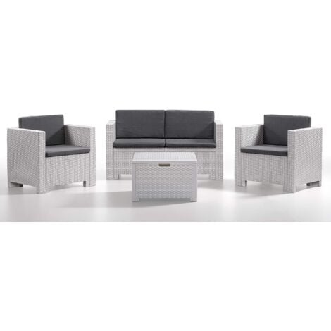Bica 9017 Set Salottino Colorado 4 Posti 119x64x57 cm, Bianco, 279x155x64 cm