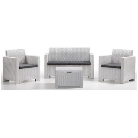 BICA 9067 Set Nebraska Salottino 4 Posti, Bianco, 281 x 155 x 79 cm