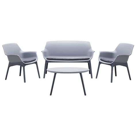 Bica – Ensemble de salon de jardin Luxor – 2 fauteuils et canapé 2 places – Table basse en polypropylène renforcé – Résistant aux intempéries