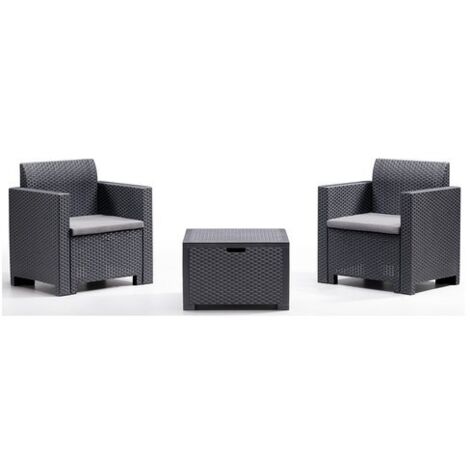 Bica Set Terrazzo Nebraska In Polipropilene Rattan Colore Antracite