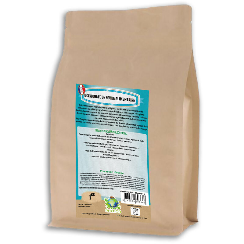 Prefor - Bicarbonate de soude alimentaire Doypack 0.8L 1kg