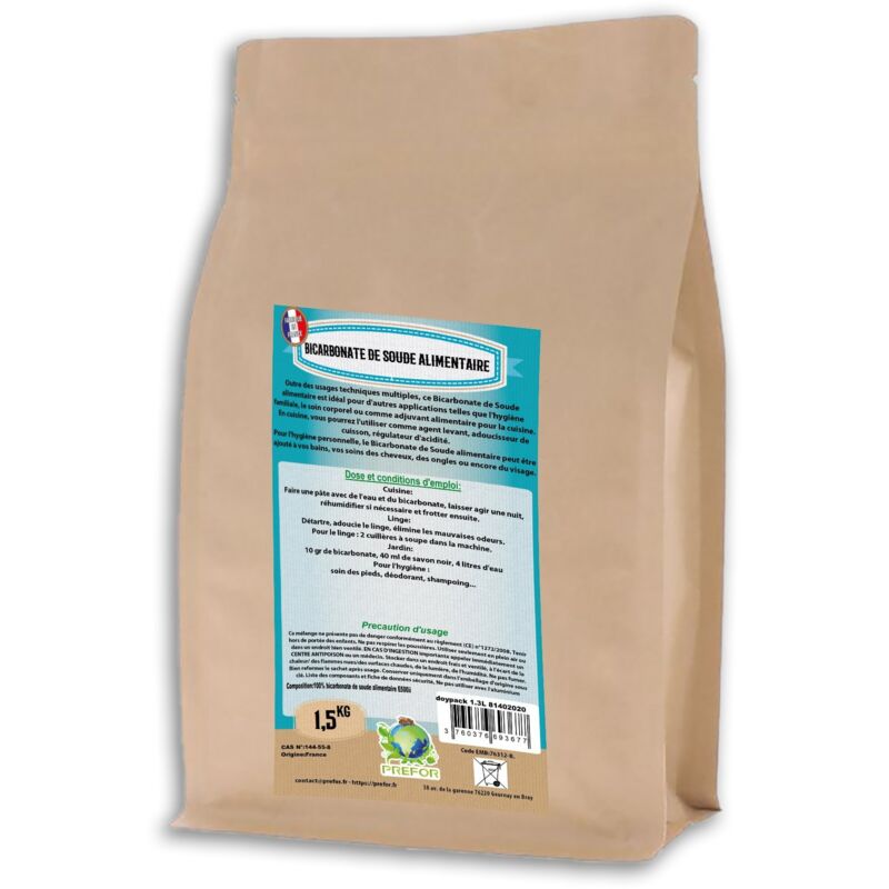 Prefor - Bicarbonate de soude alimentaire Doypack 1.3L 1.5kg