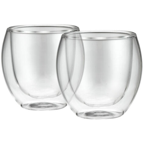 Bicchiere a doppia parete, resistente agli urti e alle temperature, 100 ml, 2 pezzi