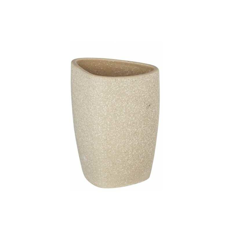 Bicchiere per Bagno Pion, Portaspazzolino, ceramica, 7,6x10,9x7,4 cm, beige - Wenko