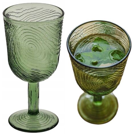 BICCHIERE DA VINO CON FETTE DI LEGNO E DESIGN ARBRE GREEN
