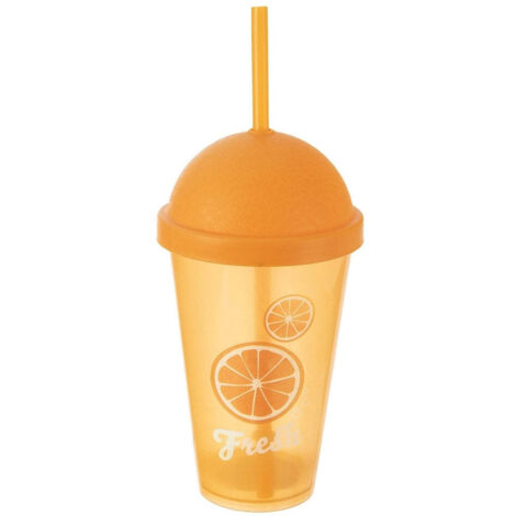 Bicchiere di plastica con coperchio e cannuccia da 450 ml