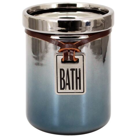 Bicchiere in ceramica cromo/blu - serie Mirror