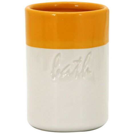 Bicchiere in ceramica giallo/bianco - serie Bath