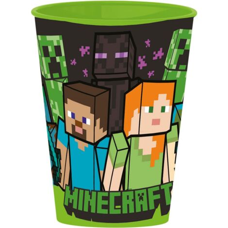 Bicchiere in plastica per Bambini con grafica di Minecraft da 260 ml, Lavabile e Riutilizzabile, non adatto al microonde
