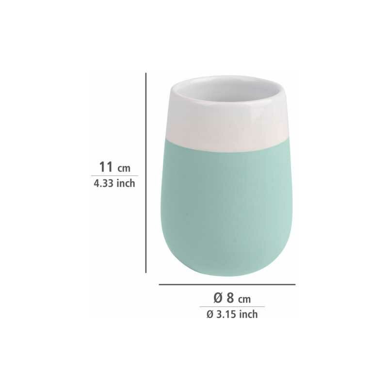WENKO DIE BESSERE IDEE Bicchiere portaspazzolini Malta Verde Menta//Bianco