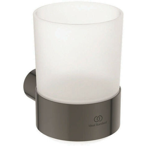 Bicchiere portaspazzolino CONCA tondo, con supporto a muro magnetico grigio IDEAL STANDARD