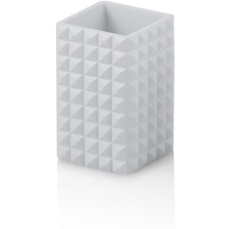 "Bicchiere portaspazzolino GEOMETRIC in resina e metallo bianco"