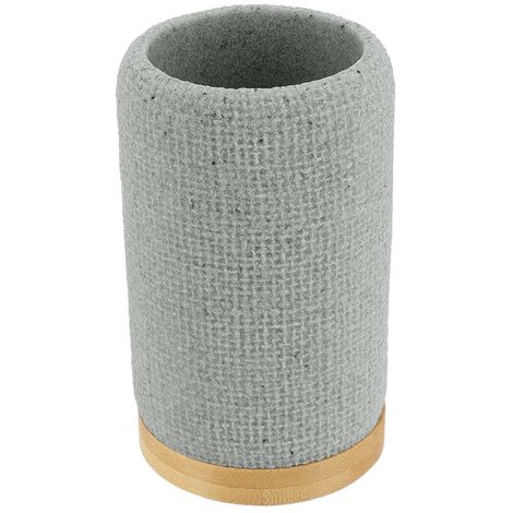 Bicchiere rotondo in poliresina con effetto rete e bambù - grigio - Tendance