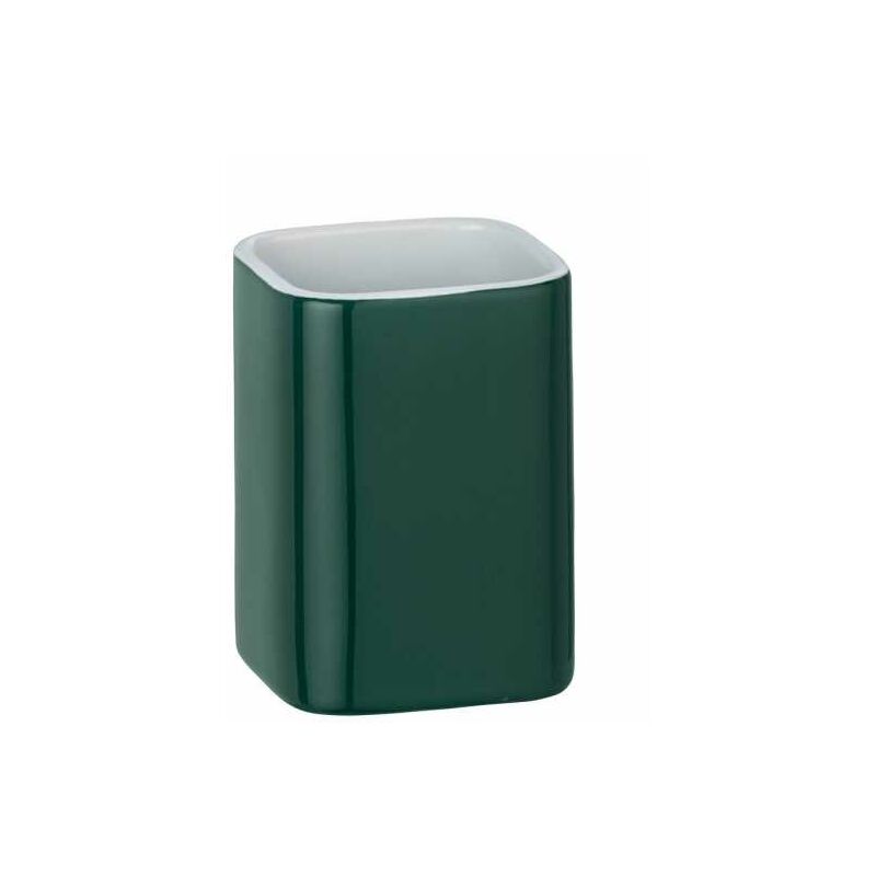 Bicchiere da Bagno Elmo, Portaspazzolino, Ceramica, 6,5x9x6,5 cm, verde - Wenko