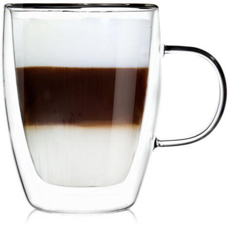 BICCHIERE TERMICO A DOPPIA PARETE IN VETRO PER LATTE DOPPIO 300 ML