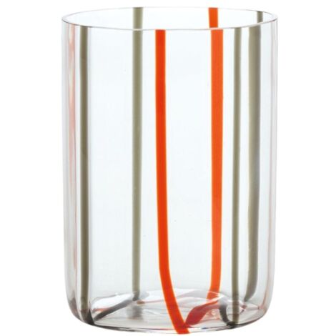 Bicchiere Tirache Zafferano in vetro borosilicato bicolore Rosso-grigio box 6 pezzi