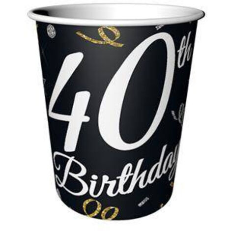 Bicchieri di carta B&C 40° compleanno, 40° compleanno, 6 pezzi.