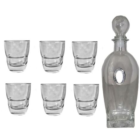 Bicchieri per liquore shottino bottiglia in cristallo con placca argento tavola casa set da 6 ottima idea regalo