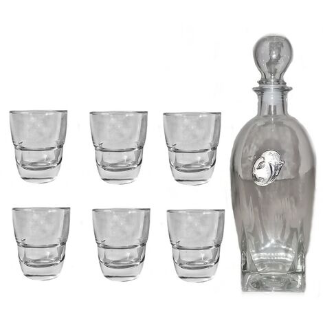 Bicchieri per liquore shottino bottiglia in cristallo con placca argento tavola casa set da 6 ottima idea regalo