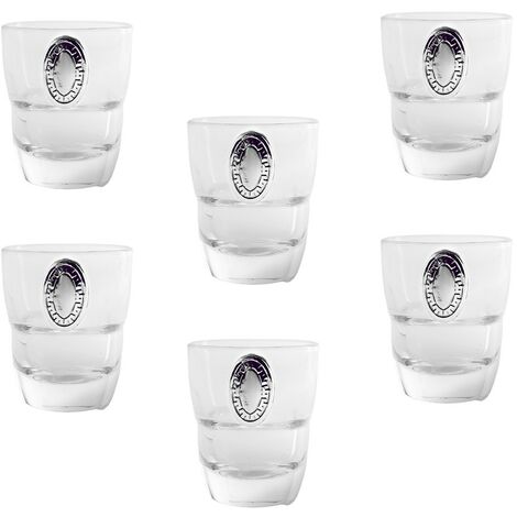 Bicchieri per liquore shottino in cristallo con placca argento per tavola casa set da 6 ottima idea regalo