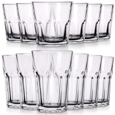 BICCHIERI PER SUCCHI, ACQUA, BIBITE, SET DI 12 BICCHIERI IN VETRO