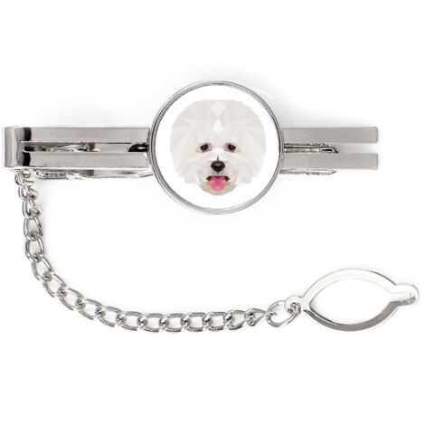 Bichon Frise, Tenerife Dog - fermacravatta geometrico con foto e scritta Art-Dog