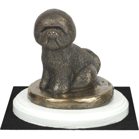 Bichon Frise, Tenerife Dog - statuetta di cane, figurina su base bianca, trofeo per una mostra canina di Art-Dog