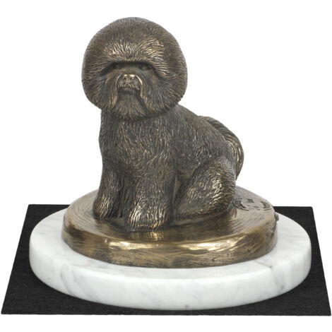 Bichon Frise, Tenerife Dog - statuetta di cane, figurina su marmo bianco, trofeo per una mostra canina del marchio Art-Dog