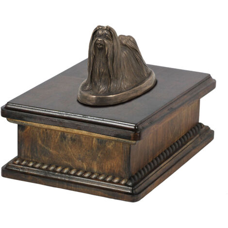 Bichon maltais, Bichon maltais - urne pour cendres de chien, urne classique avec une statuette, urne élégante avec un chien par Art-Dog