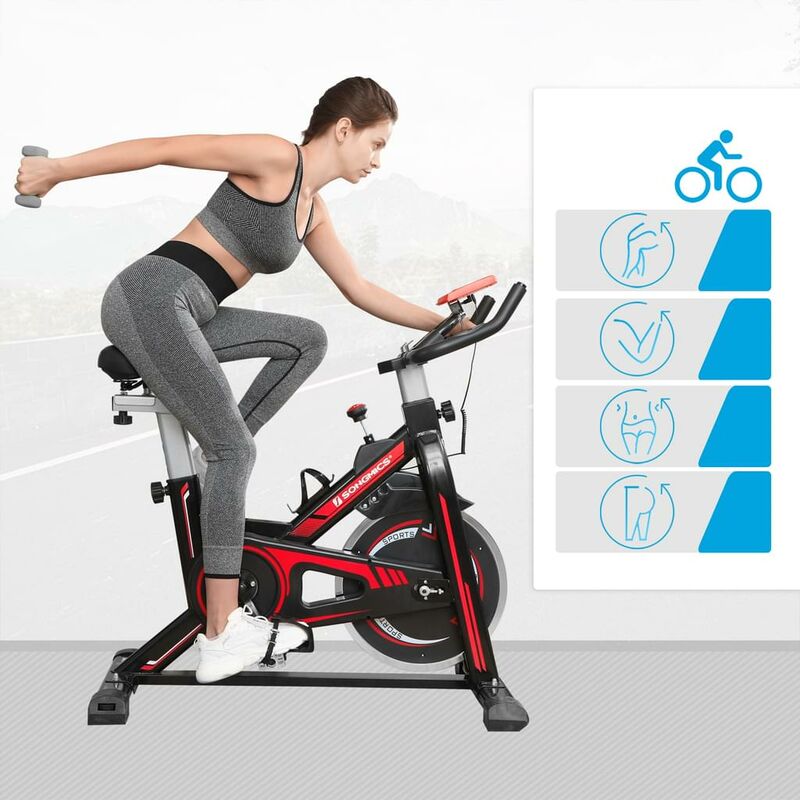 

Bicicleta de Ejercicio de Interior, Bicicleta Estática para Fitness en Casa, con Manillar Ajustable, Asiento y Resistencia, Sensor de Pulso, Pedales