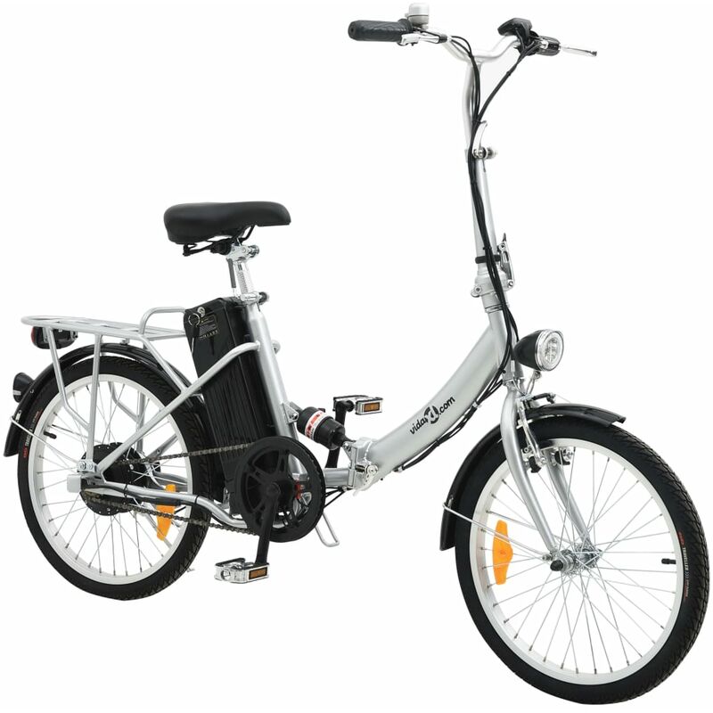 

vidaXL Bicicleta Eléctrica Plegable con Batería Litio Aleación de Aluminio Plateado - Plateado