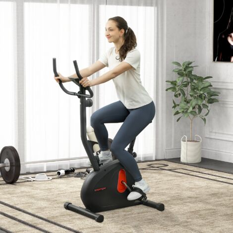 Bicicleta Estática con Resistencia Magnética Ajustable Sensor Pantalla LCD y Asiento Regulable 88x50,5x131,5 cm Negro
