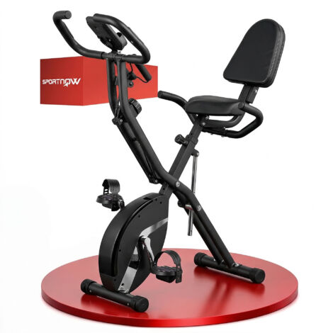 Bicicleta Estática Plegable Silenciosa con Resistencia Magnética Monitor LCD y Bandas para Brazos 43x97x109 cm Negro