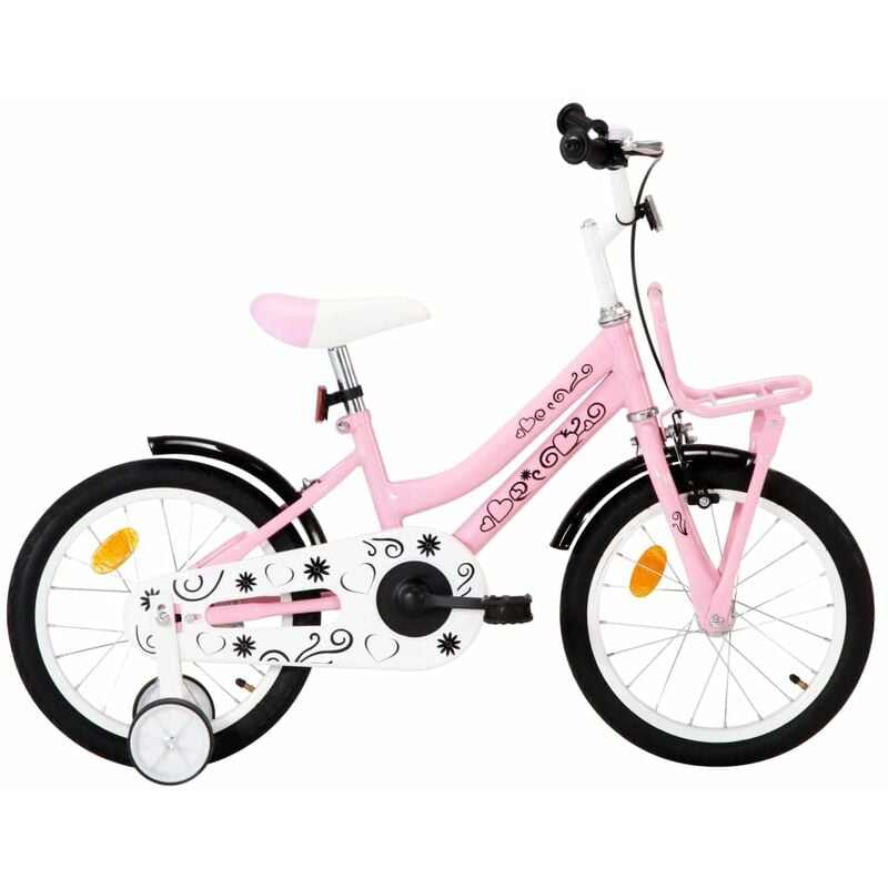 

Bicicleta ninos con portaequipajes delantero 16' blanco y rosa
