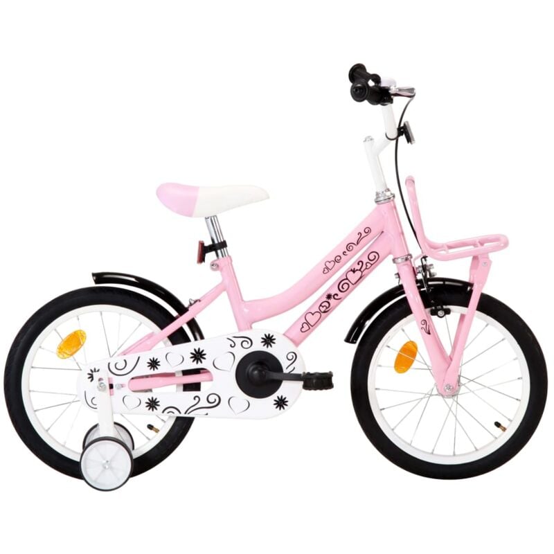 

Bicicleta niños con portaequipajes delantero 16' blanco y rosa - Rosa - Vidaxl