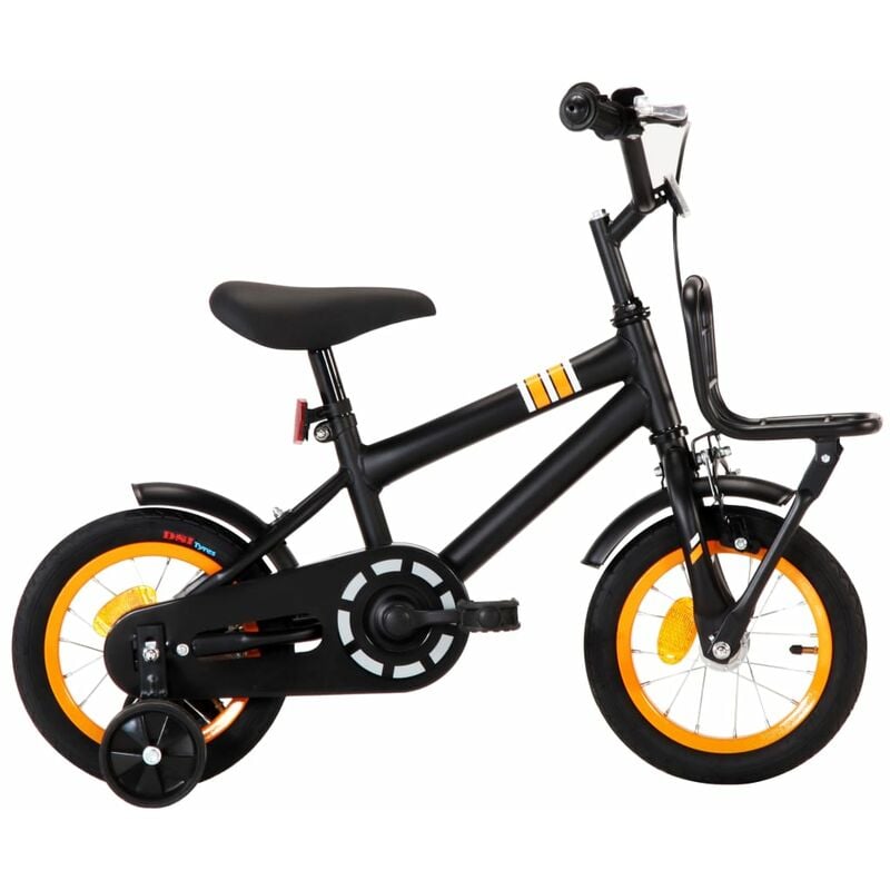 

Bicicleta niños y portaequipajes delantero 12' negro y naranja