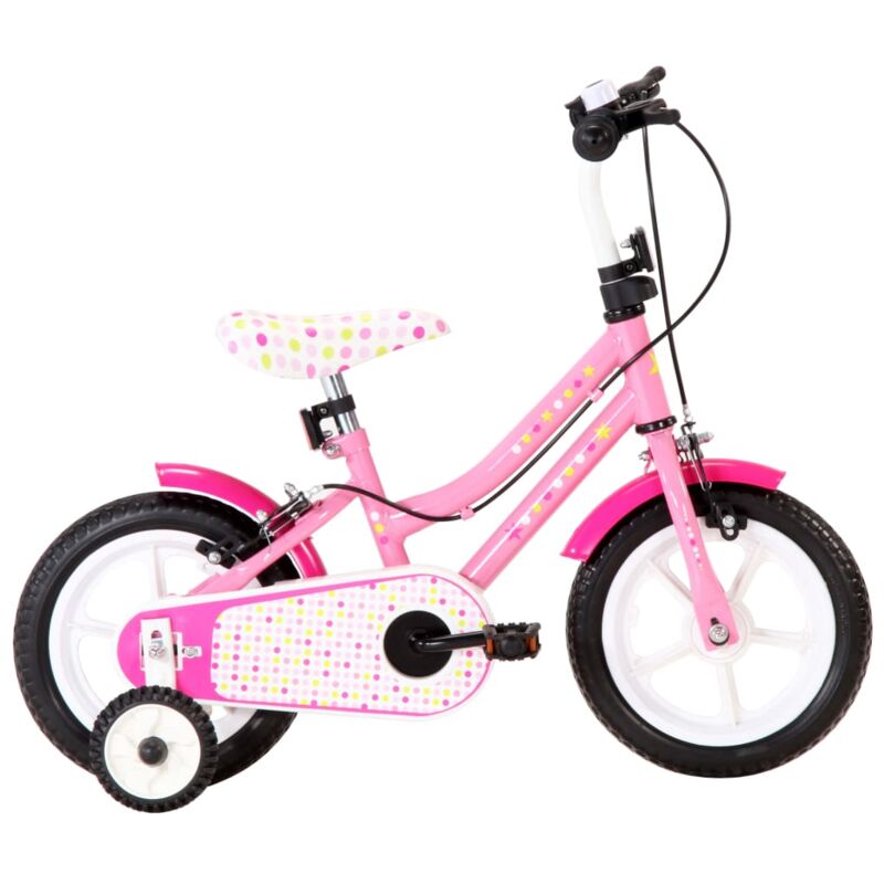 

vidaXL Bicicleta para niños 12 pulgadas blanco y rosa - Rosa