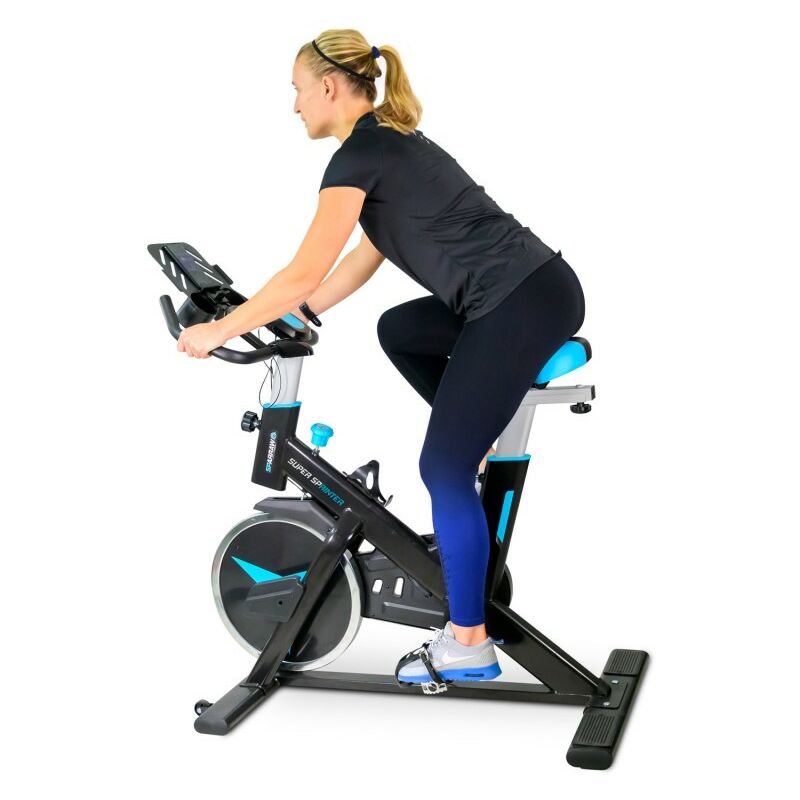 

Sparraw - Bicicleta Spinning SUPER SPRINTER - Rueda inercia 18Kg Resistencia manual magnetica - Cardio y Fitness training - Negro