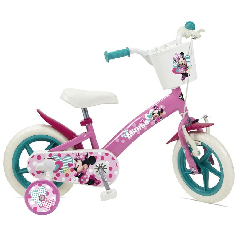 Image of Bicicletta da Bambina 12 Pollici Minnie con Rotelle Bici Mountain Bike per Bimba