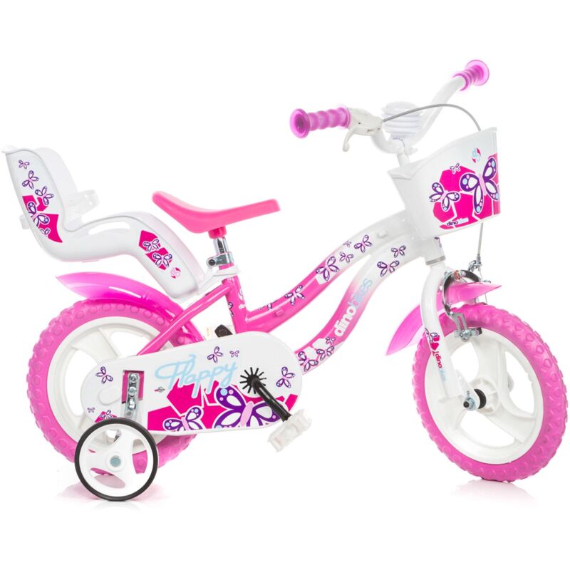 Image of Dino Bikes - Bicicletta Rosa da Bambina 12 Pollici 2 3 4 Anni con Rotelle Freno Bici Bimba